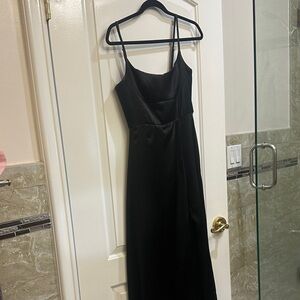 Azazie Black Satin Bridesmaid Dress